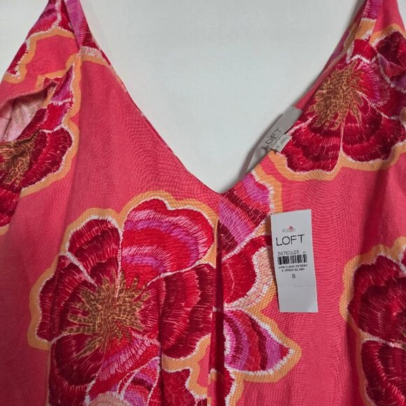 LOFT Dresses & Skirts - LOFT Textured Floral Linen Blend Strappy Maxi Dress